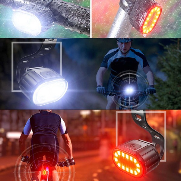 USB-oppladbart sykkellys med høy og lav stråle, vanntett sykkellys for skateboard, barn og scooter Double Bead Tail Lights