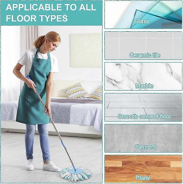 Rexhacker Clean Twist Disc Mop Micro Sett Erstatningshoder 4-Dels Sett, Rund Gulvmopp Dual Fiber System