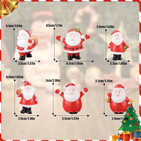 Jultomte Mini Julgransprydnader Jul Miniatyrprydnadsset Söta Harts Jultomte Figurer Mikro Landskap Prydnadsdekoration