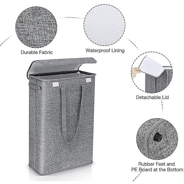 Vaskholder med lokk og håndtak grey