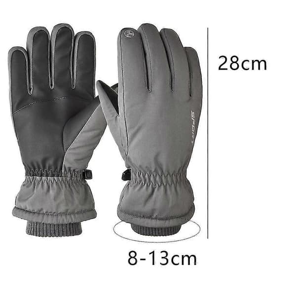 Varma vinterhandskar för pekskärm, vattentäta termiska snöhandskar grey