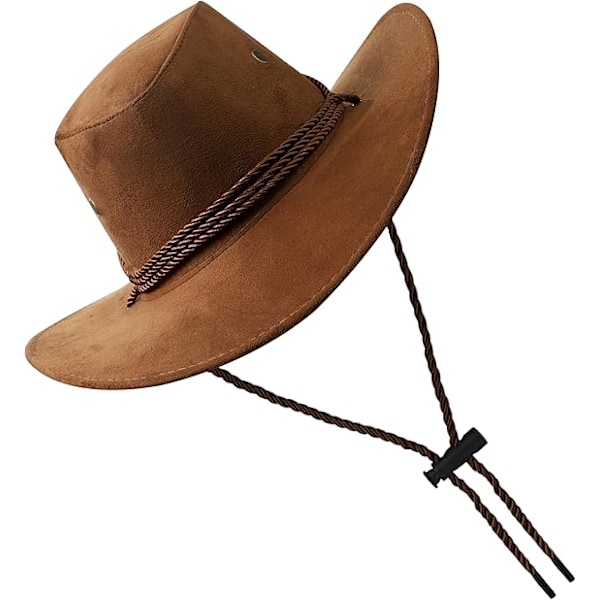 Cowboy Hat Western Solhat Faux Felt Læder Suede Fancy Dress Party Kostume Outfit Rejse Udendørs Solbeskyttelse Til Mænd Kvinder Light brown