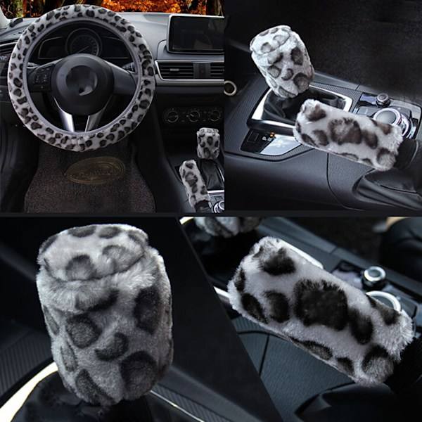 3 st / set Leopard Fluff Plyschöverdrag Röd