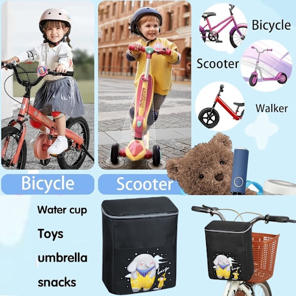 Børnecykelkurv, Cykelstyrkurv, Vandafvisende Oxfordstof Børnecykelkurv til Børnebalancecykel Trehjulede Cykler Scooter