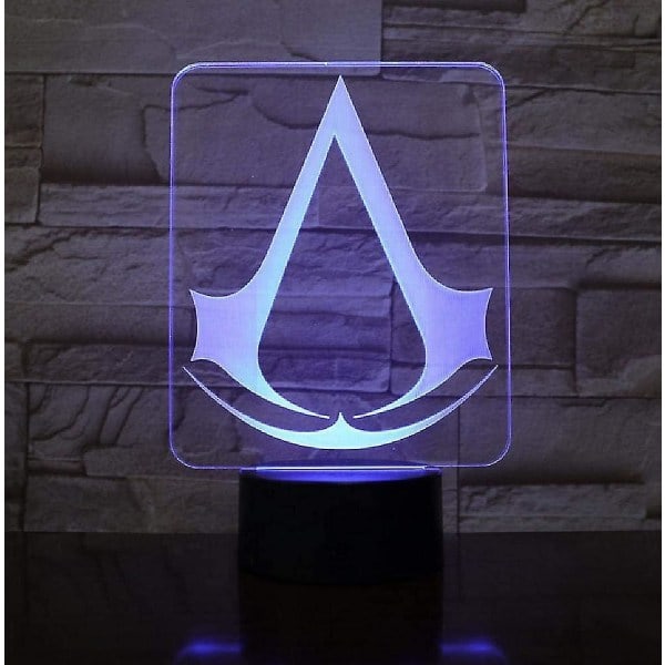 Assassins Creed Spil Logo Natlampe Gave til Børneværelse Indretning Farveskiftende Studieværelse 3D LED Natlampe