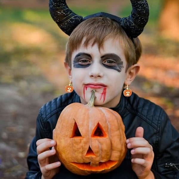 Halloween-gresskarøreringer med strass, hengende øredobber med krok, gresskar-knapperøreringer for kvinner, Halloween-smykker