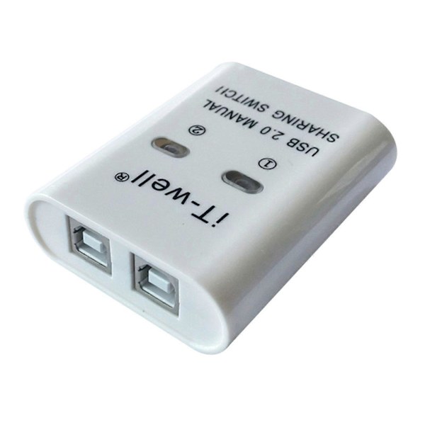 USB Switch Selector KVM Hub Adapter 2 PC Deling 1 USB Printer Delingsenheder White