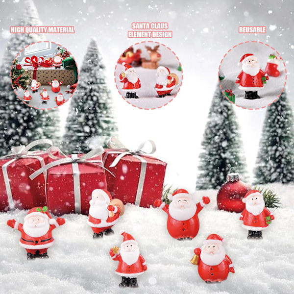 Jultomte Mini Julgransprydnader Jul Miniatyrprydnadsset Söta Harts Jultomte Figurer Mikro Landskap Prydnadsdekoration