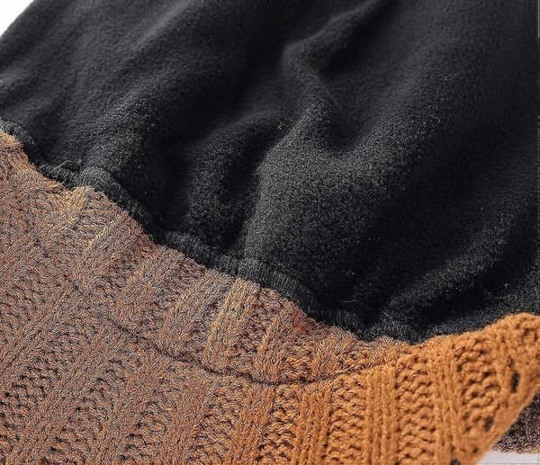 Mænds Vinter Strikket Visir Hat Udendørs Tyk Spids Beanie Hat Brown One Size