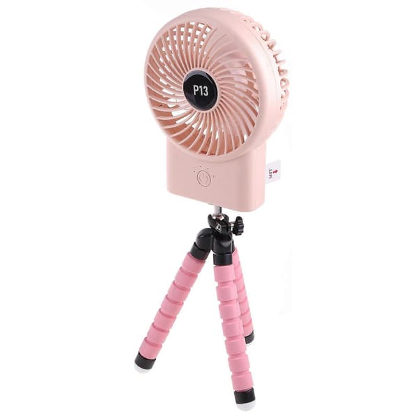 2000mAh Blæksprutte Ventilator Bærbar Håndholdt Ventilator Multifunktionel Holder Ventilator Skrivebord Pink