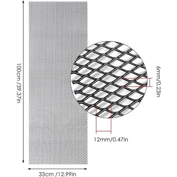 Aluminiumnetgitter - 100x30cm - Sort bikube - Kølerbeskyttelse - Universal kofanger