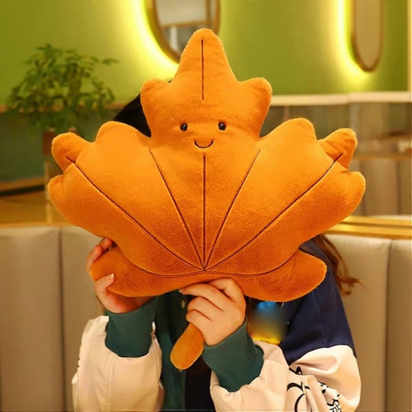 3D Prydnadskudde, Mjuk Plysch Växtkudde Bladformad Kudde Bekväm Sovkudde för Sovrum Soffa Vardagsrum, Unik Design Kudde Maple Leaf