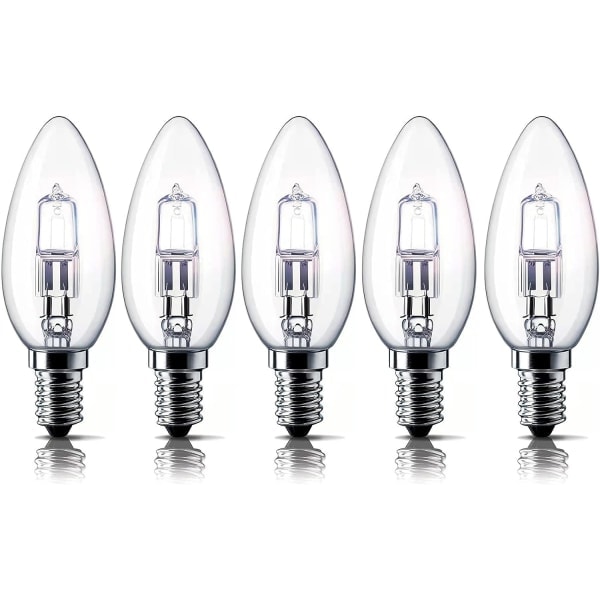 E14 42W Halogenlampor, Liten Edisonskruv (SES) 2700K Varmvit Dimbar 5-pack [Energiklass C]