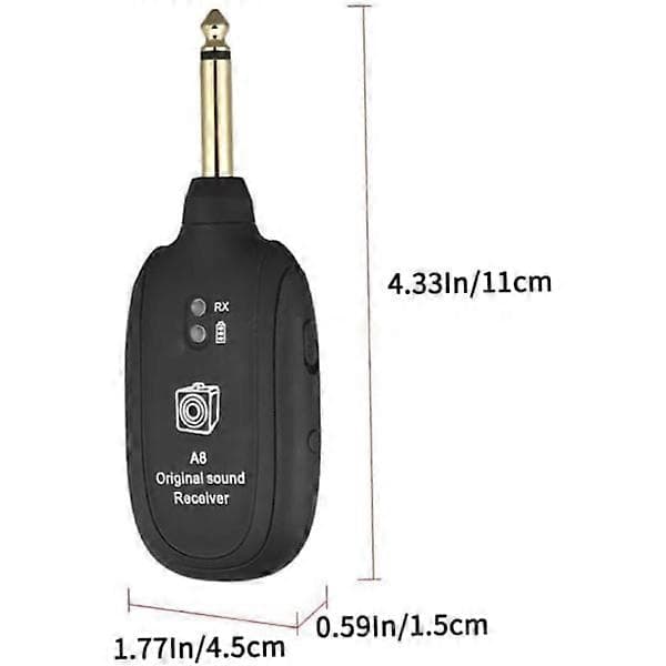 Trådløs Gitar Sender Mottaker Trådløst Gitarsystem Svart 20Hz-20k
