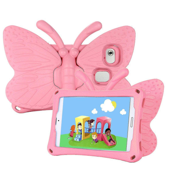 Butterfly Skal för Samsung Galaxy Tab A7 Lite 8.7 T220/t225 2021, Barnvänligt, Eva Mjukt Skummaterial, Tjocka Fyra Hörn, Kameraskydd, Stöttåligt Pink