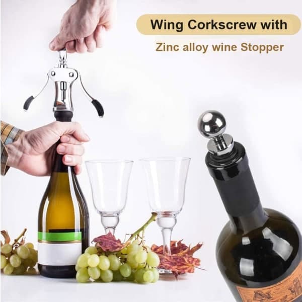 Vingåpner med vingeskrue og flaskestopper Single + Bottle Stopper