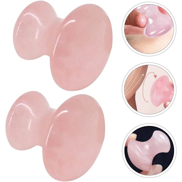 2 stk Gua Sha Ansigtsværktøjer, Rosakvarts Svampe Ansigtsmassager Sundheds Jade Stene Svampe Ridser Massagepleje Værktøjer til Kvinder Hjemmespa Pink