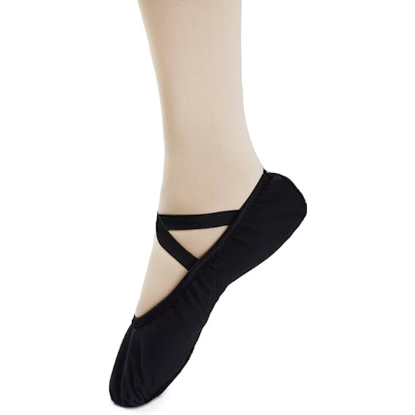 Balett Dansskor Split Sole Flat Gymnastik Dansskor Black 8 UK child