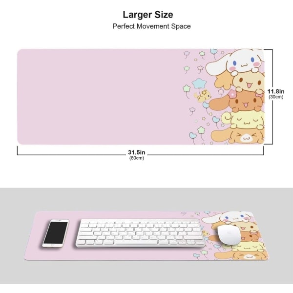 Kawaii Stora Rosa Musmattor med Design Nyhet Anime Tangentbordsmatta Halkfri Utökad Full Skrivbords Söt Tangentbordsmatta Vattentät