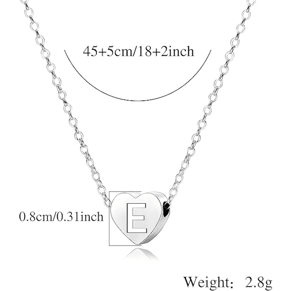 Pääkirjain sydänriipus kaulakorut naisille tytöille naiselle jouluksi syntymäpäivä valmistujaisiin, naiset Choker Tiny kaulakorut E