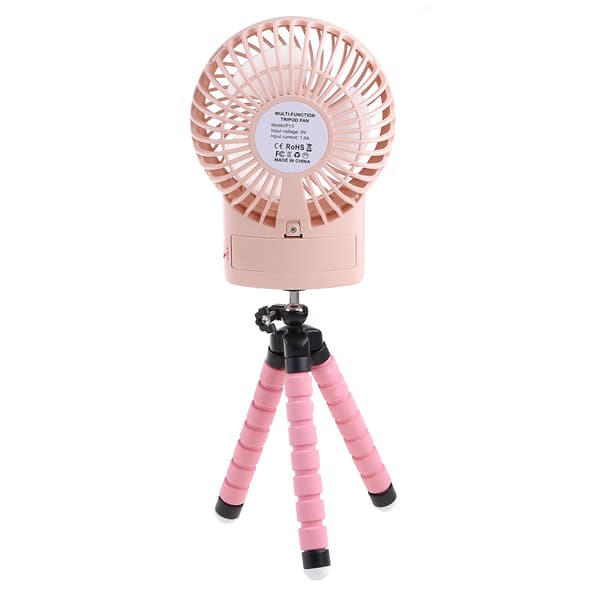 2000mAh blekksprutvifte, bærbar håndholdt vifte, multifunksjonell holder, skrivebordsvifte Pink