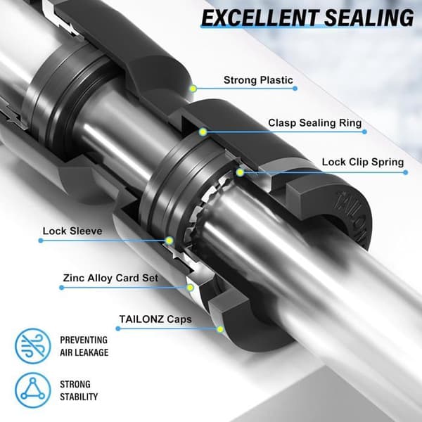 Lige pneumatiske fittings - Pakke med 10 - Sort plast - 7 mm lynkobling - Til luftsystemer