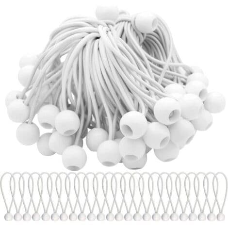 Pakke med 75 elastiske strammere, elastiske snorer med kuler, strikksnorer, elastiske kuler for markiser, telt, bannere og presenninger
