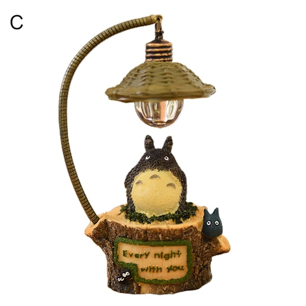 Tegneserie Totoro Design LED Nattlampe Harpiks Hjemme Display Modell Form Dekor C