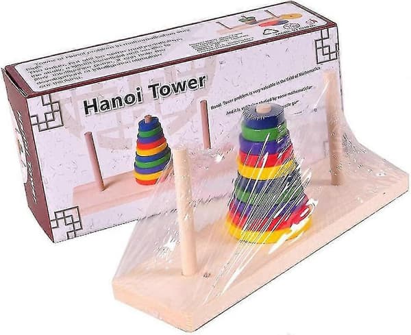 Brädspel Trä Hjärnpussel Hanoi Torn Klassiskt Torn River Bambu Lås Upp Pussel