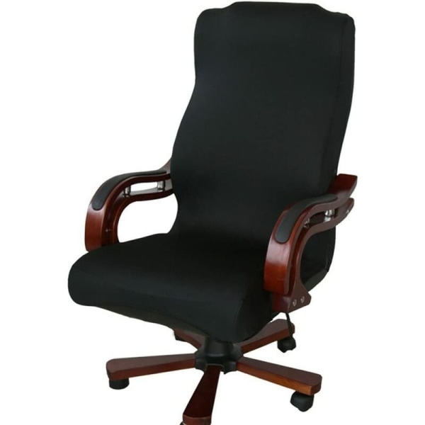 Cover i elastiskt elastiskt tyg, avtagbart och motståndskraftigt, för kontorsstol (endast cover , stol ingår ej), tyg, svart , storlek L
