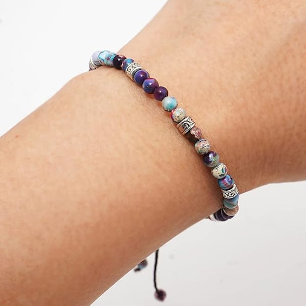 Pärl armband Justerbart Handgjort Snöre Armband Bohemiskt Färgglatt Sten Sträng Armband för Kvinnor