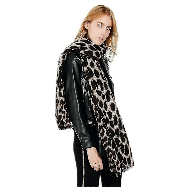 Leopardmönstrad Pashmina Sjal och Omlott Vinter Varm Cheetah Lång Stor Halsduk för Kvinnor