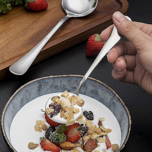 Koreansk skje, rustfritt stål runde suppe skjeer sett med 3