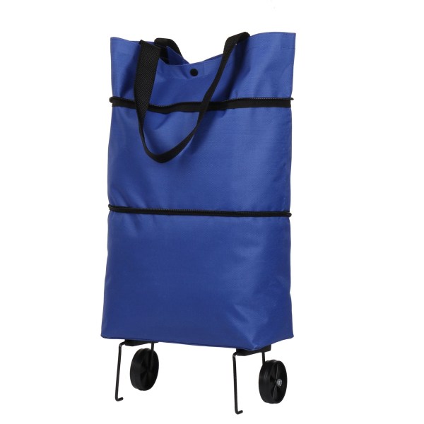 Bärbar väska med hjul, vikbar shoppingväska med stor kapacitet, väska med handtag för vagn blue