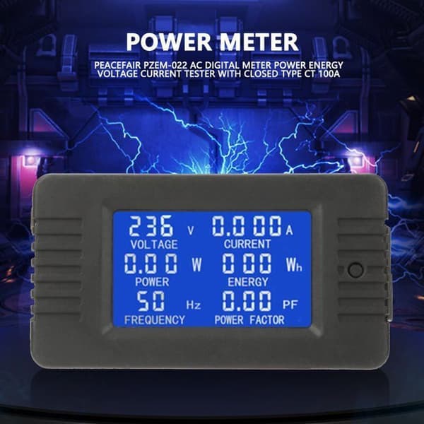 PZEM-022 Panelmåler AC Digital Display Strøm Spænding Effekt Energi 100A med Lukket CT Amperemeter Voltmeter