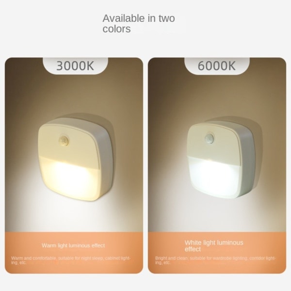 1/3stk Bevægelsessensor Lys LED Natlys Warm light x1