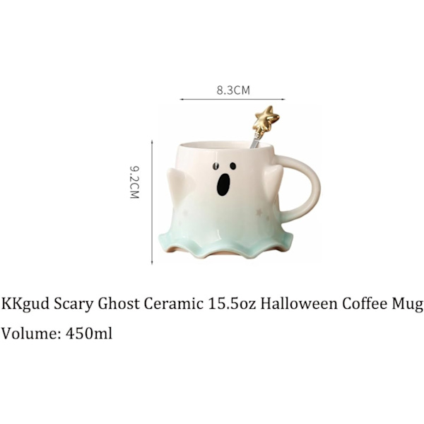 Tekopp, Keramik 11oz Halloween Kaffeemugg med Lock - Vänlig Spöke