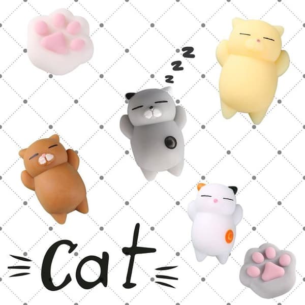 1 stk. søde mini squishy-legetøj, Mochi Squishy blød kattepote, stressaflastende legetøj, klemmelegetøj til børn og voksne, legetøj