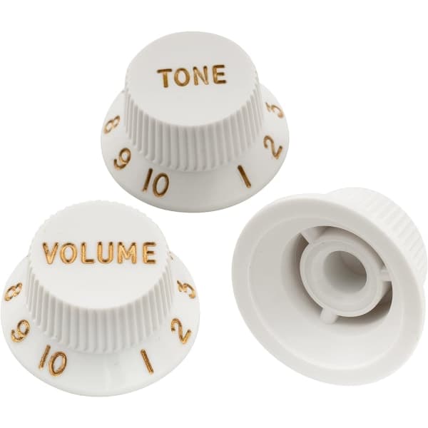 Ultra Universal Passande Storlek Strat-knappar 2-Ton 1 Volym Set för Fender Stratocaster ST-Style Elgitarr, Vit