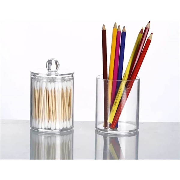 Bomuldsvatpind Holder 10 Oz Badeværelsesglas med Låg til Bomuldsbolde, Vatrondeller, Vatpind Holder (4 Pak)