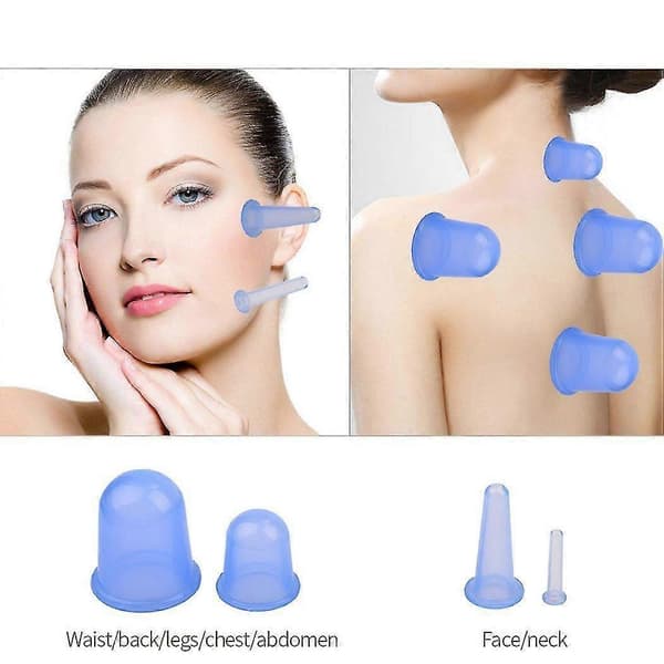 7 st/set Koppningsterapi Silikon Anti-cellulit Vakuum Sug Massage Koppar Ansikte Kropp White