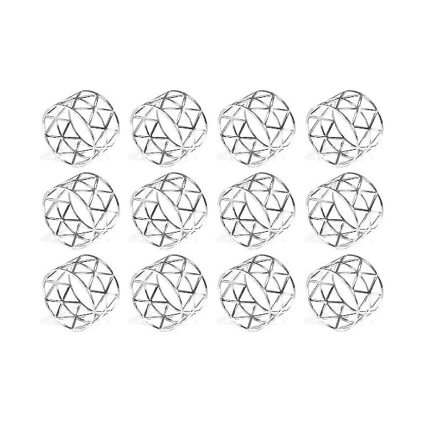 12-pack Servettringshållare Ihålig Design Dekoration Bröllop Jul Kollektion (Silver)
