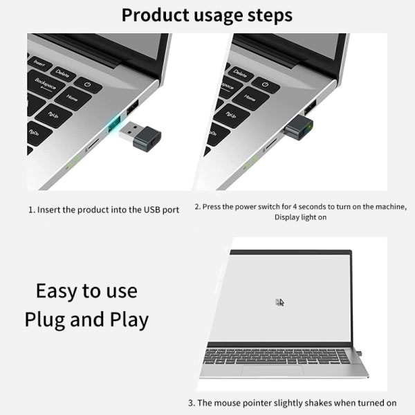 Mus Jiggler Odetekterbar Automatisk Rörare USB-Port Skakare Silver Silver