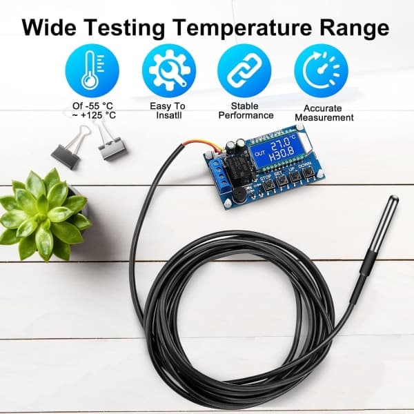 10 st DS18B20 Digital Temperatursensor, 5 x 3M, 5 x 1M Termisk Kabel Vattentät Sensor -55°C till +125°C Rostfritt Stålrörssensor