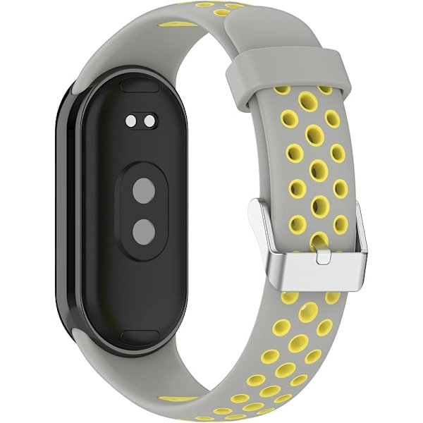 Älykellohihna Xiaomi Mi Band 8:lle yhteensopiva, silikoninen ranneke, vaihtohihna rannekkeelle, rannekkeen lenkki lisävarusteet grey yellow