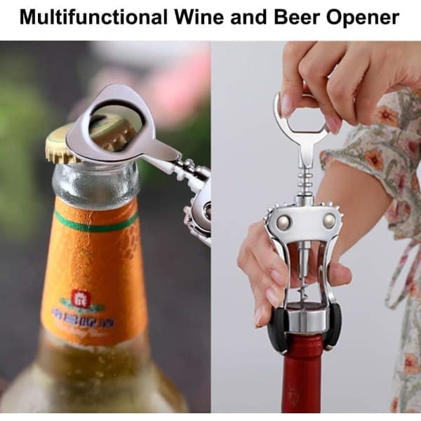 Siipikorkkiruuvi siipiruuvilla ja pullonsulkijalla Single + Bottle Stopper