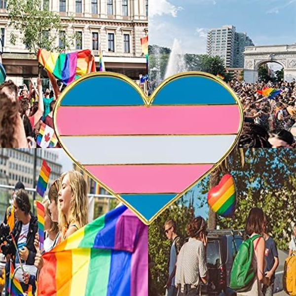 5 kpl Biseksuaalinen ylpeys sydänmuotoinen rintaneula, pinssi, lippu, rintaneula Transgender