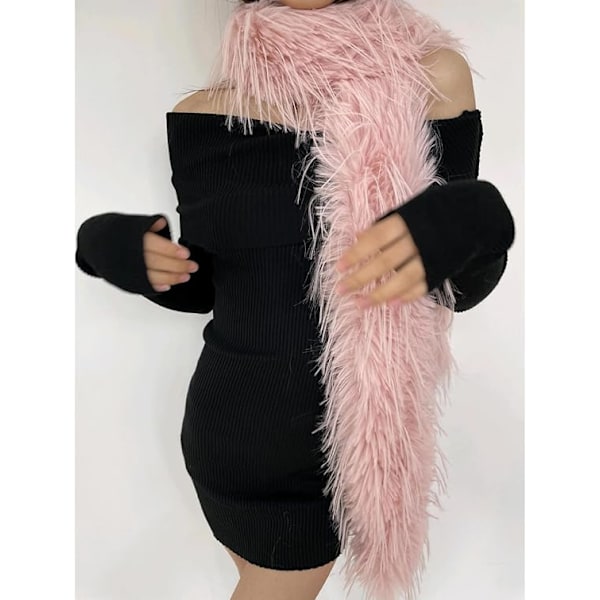 Dam Scarf Höst Vinter, Lätt Stor Varm Mysig Halsduk, Y2K Mode Kashmirhalsduk Konstgjord Päls Plysch Halsdukar för Kallt Väder Pink