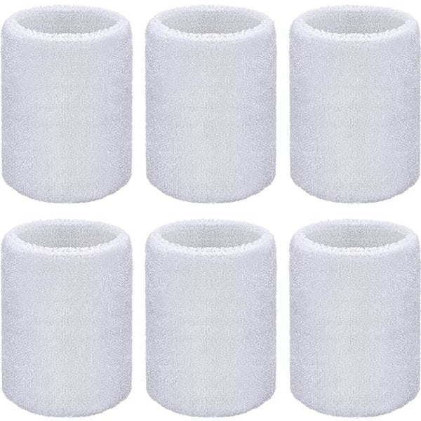 6-pack sportarmband Absorberande svettband för basket, sport White