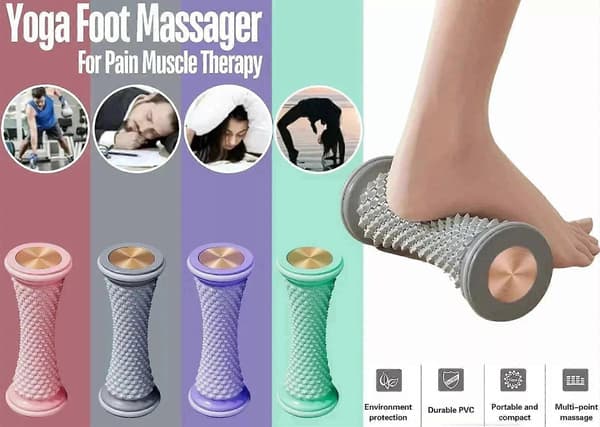 Fotmassagerulle med akupressurnoder för lindring av plantar fasciit och muskelsmärta